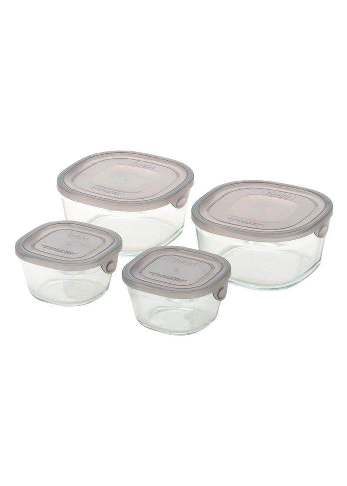 【イワキ】パックアンドレンジ 角型4点セット（アッシュグレー）