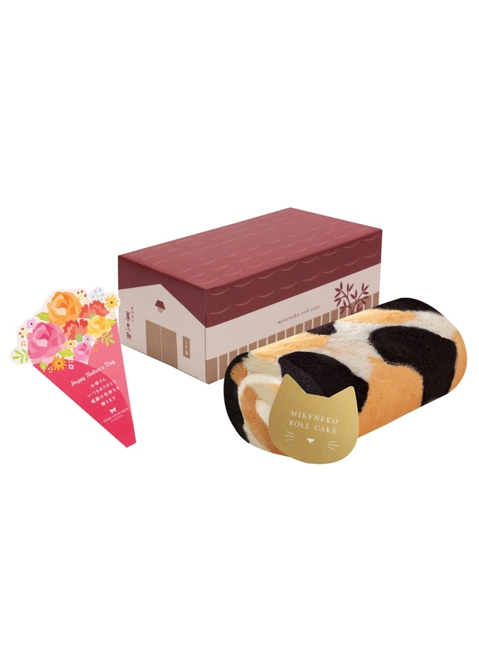 【京都 養老軒】三毛猫ロールケーキ（母の日メッセージブーケカード付）
