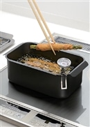 【ポコフリット】IH対応角型揚げ鍋（温度計・アミ付）