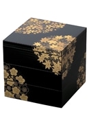 【北一漆器】花丸春秋三段重（溜）