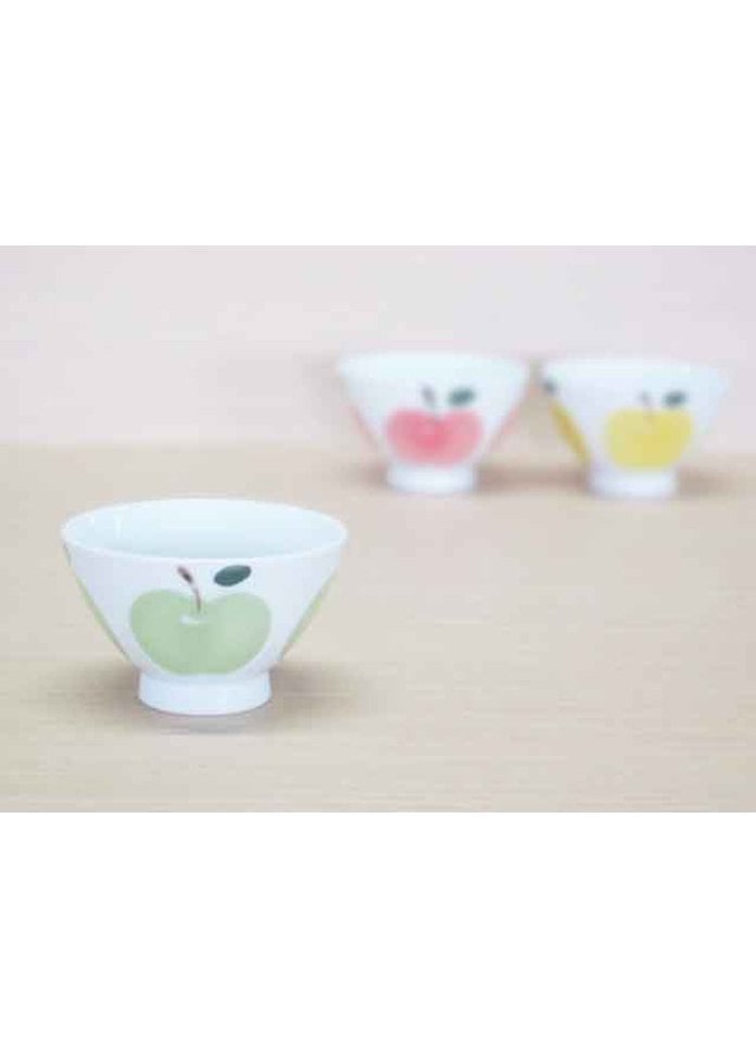 ＜オンワード マルシェ＞篠英陶磁器 りんご(緑)・ご飯茶わん画像