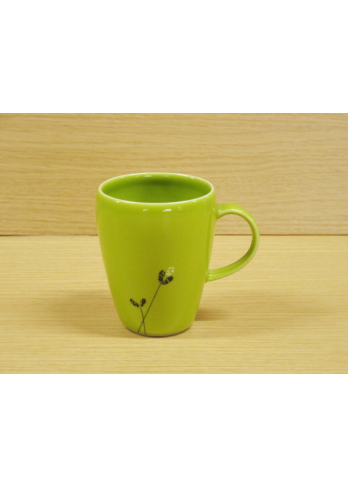 篠英陶磁器 【有田焼】ロングフラワー(緑)・マグカップ