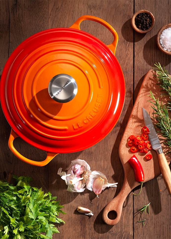 【美品】LE CREUSET　ココット ロンド オレンジ　22cm