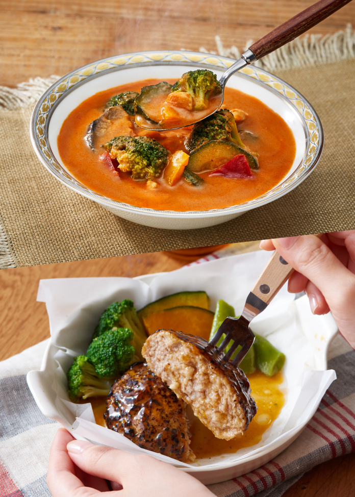 ごろごろ野菜が入ったスープとおかず8食セット