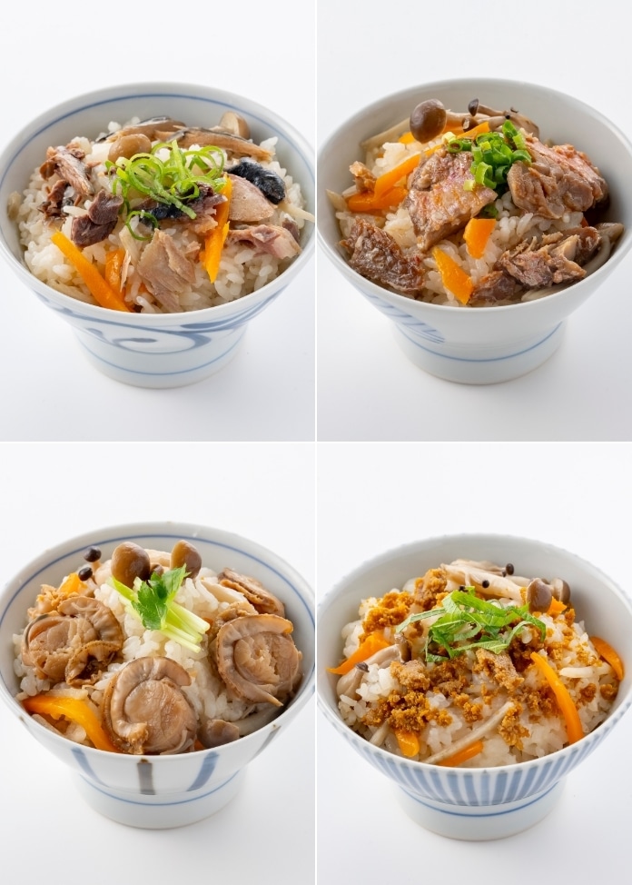 炊き込みご飯4種類セット（さば・うに・ほたて・金目鯛）