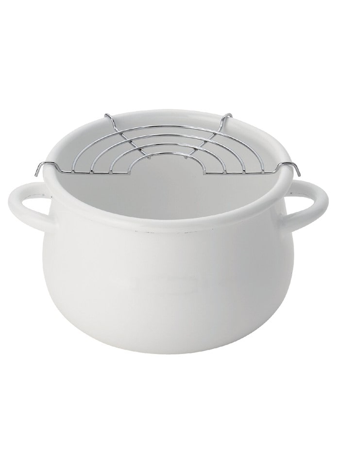 ホーロー天ぷら鍋16cm（ホワイト）