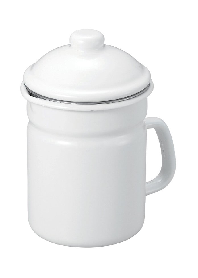 漉しアミ付オイルポット（ホワイト）