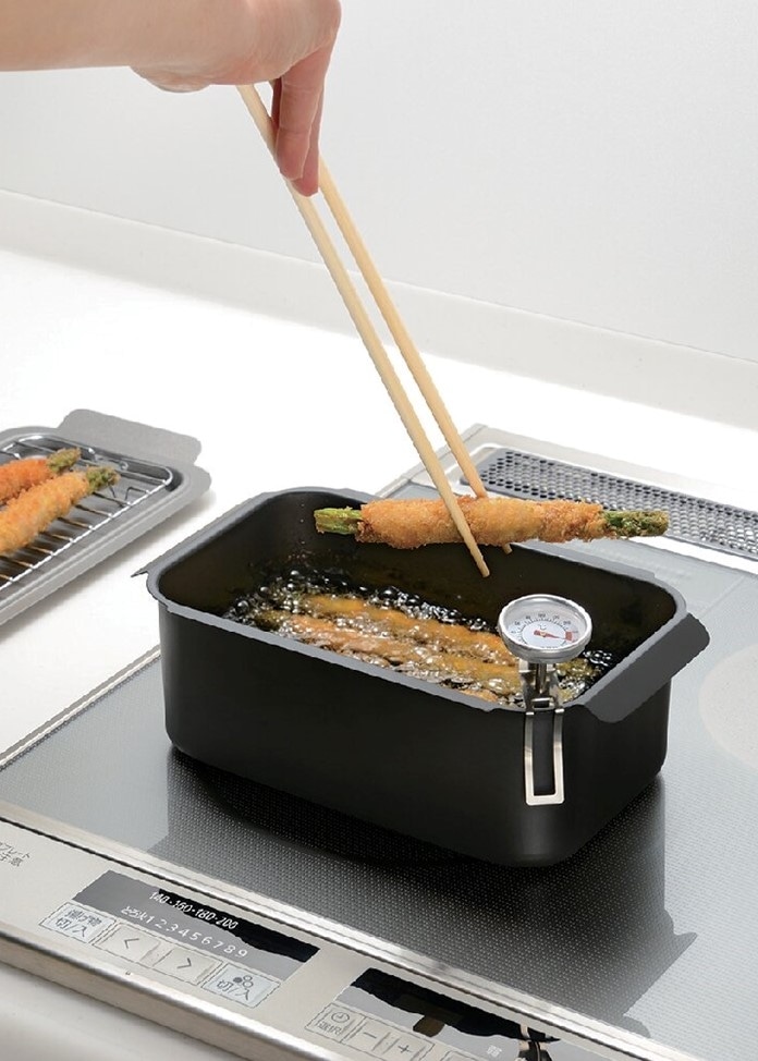 IH対応 角型揚げ鍋温度計アミ付