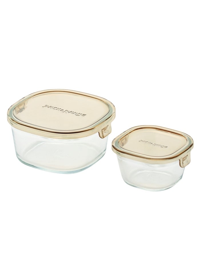 【イワキ】パック&レンジ 角型2点セット(小)(ブラウン)　PSCPRN2BR1