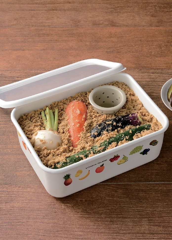 ホーロー角型保存容器（水抜き容器付）