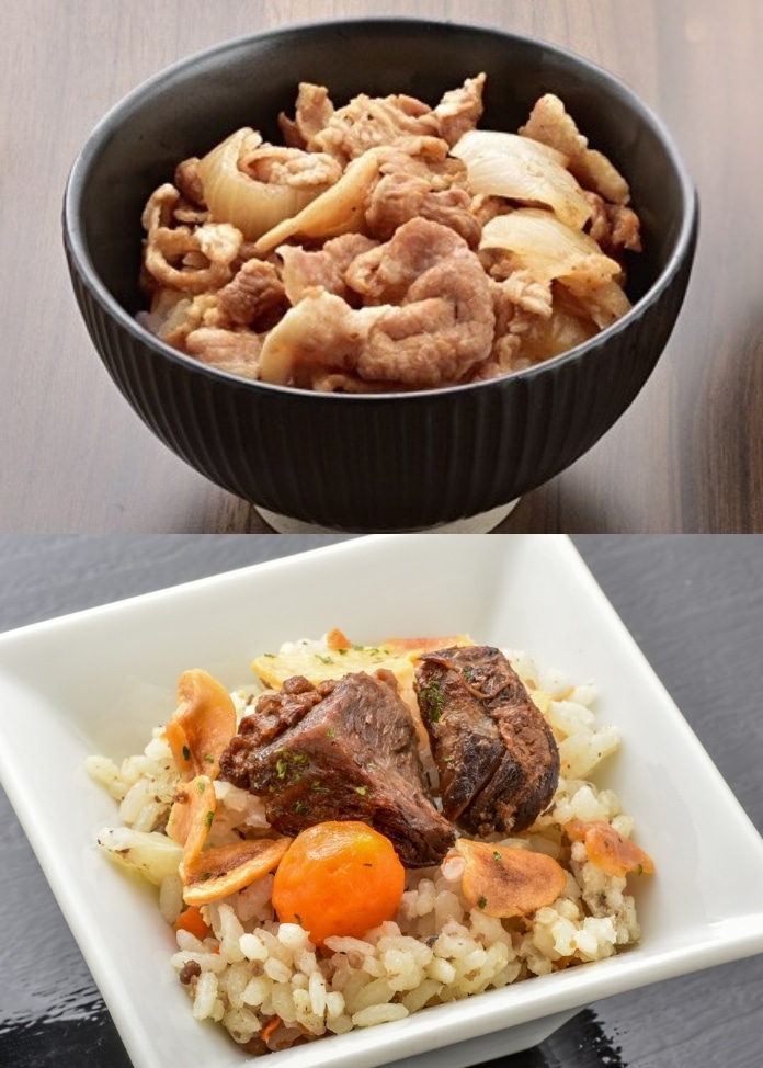 米沢牛入りガーリックライス・米澤豚生姜焼きご飯セット（4個）