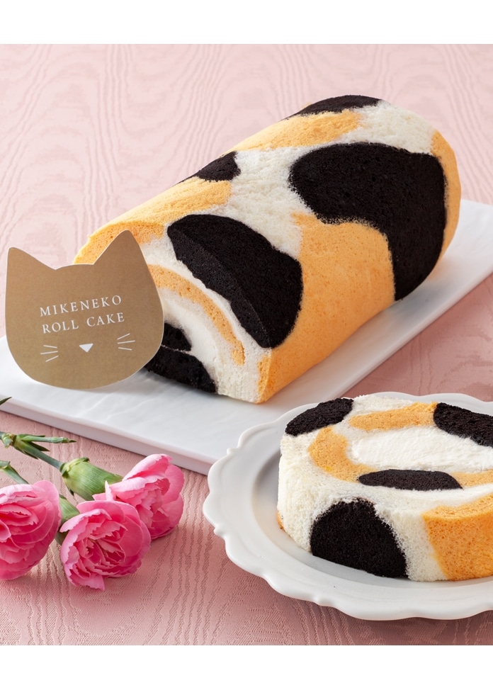 【京都 養老軒】三毛猫ロールケーキ（母の日メッセージブーケカード付）