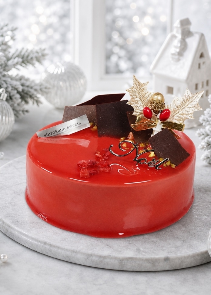 情熱の赤と酸味を楽しむ白金プレミアムミロワール（フランボワーズ）クリスマス（5号）