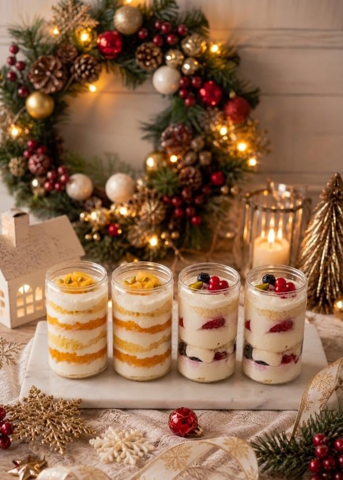 白金グラスケーキ（ベリー＆オレンジショート）クリスマスアソート