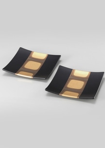 古代箔　スクエアプレート(ブラック)[小2枚組]