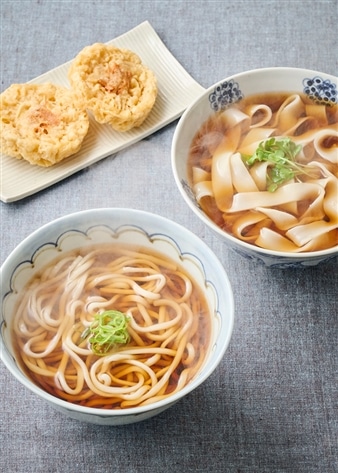 JAめまんべつ生うどん丸麺・平麺各1袋利尻昆布つゆ×４・かき揚げ小×４セット