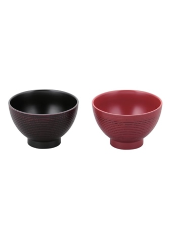 【北一漆器】根来・曙ペア木目汁椀
