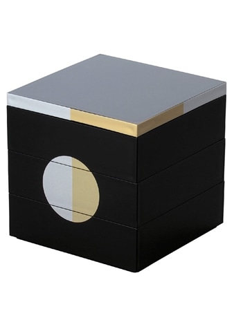北一漆器】日月5.0三段重（黒）(本体1 （サイズ：約高さ15×幅15×奥行