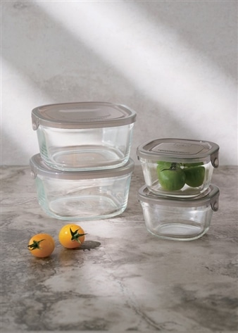 【イワキ】パックアンドレンジ 角型4点セット（アッシュグレー）