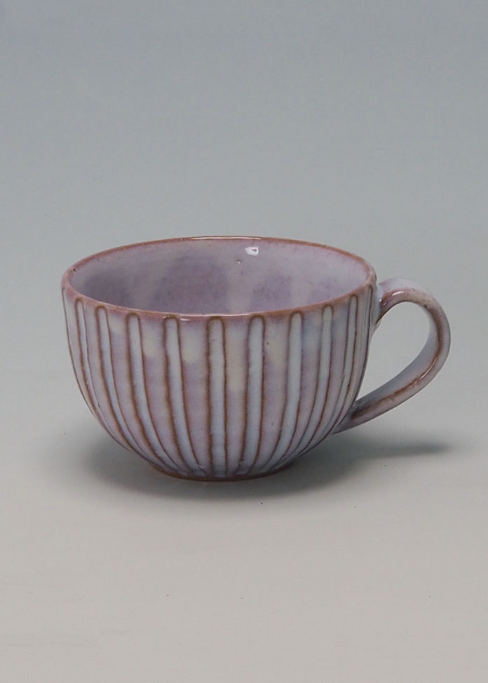 萩焼 松光山窯 【萩焼】粉引紫 しのぎマグカップ