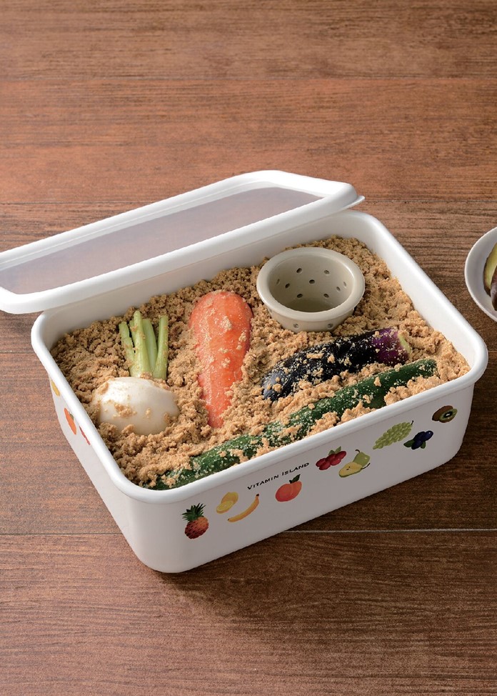 ホーロー角型保存容器（水抜き容器付）