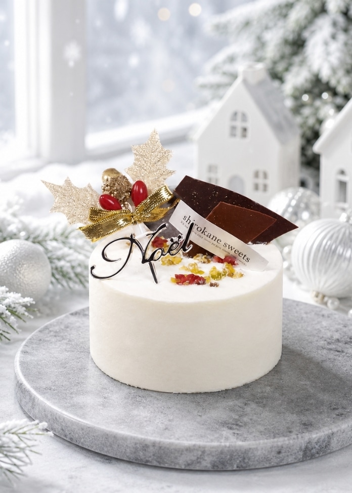 ホワイトクリスマスを彩る純白の白金フロマージュショート クリスマススタイル（3号）