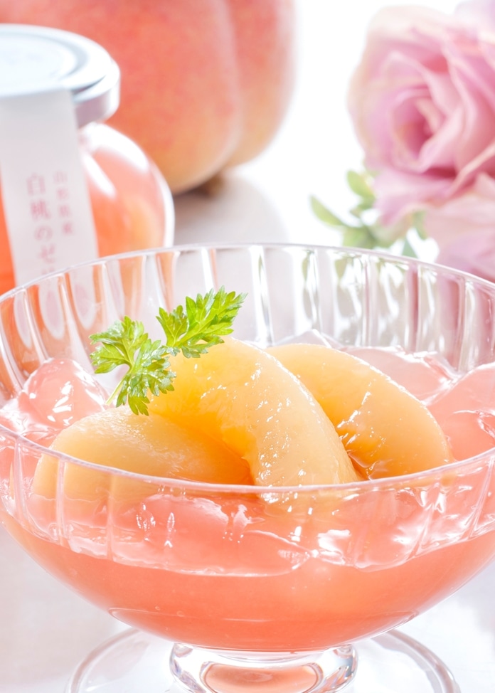 【銀座トトキ監修】山形県産白桃のゼリー（母の日メッセージブーケカード付き）