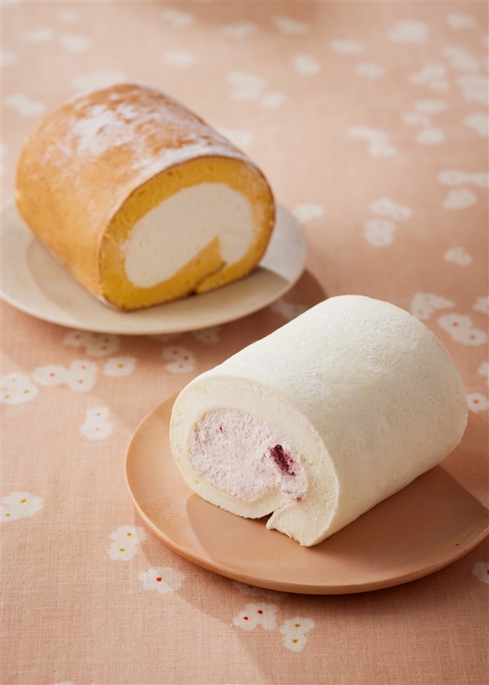 祥樂米粉ロール木箱入り ハーフ2本詰め合わせ （プレーン・真っ白naいちご）