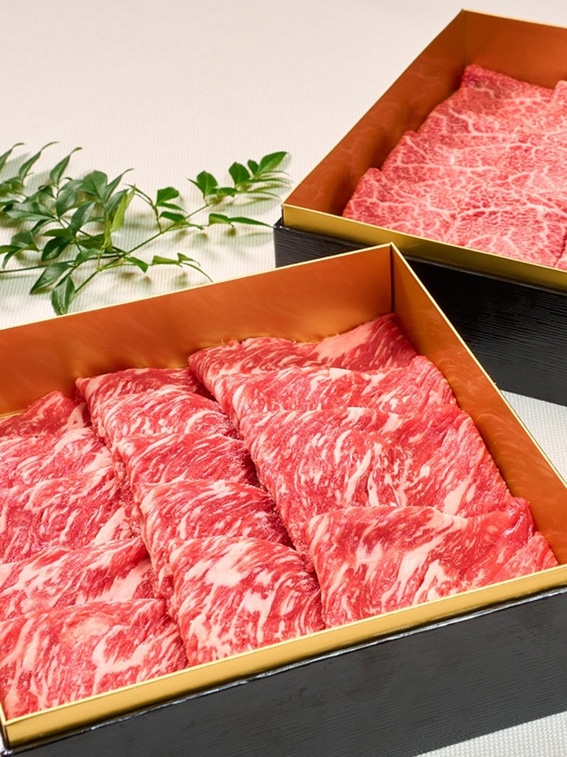 高級熟成肉重箱ギフト 満足二段重　紅（モモ・ロース）3～4人前