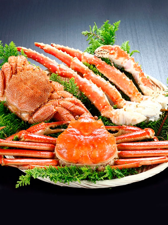 北海かにずくし（タラバ蟹肩脚、毛蟹、本ずわい蟹）